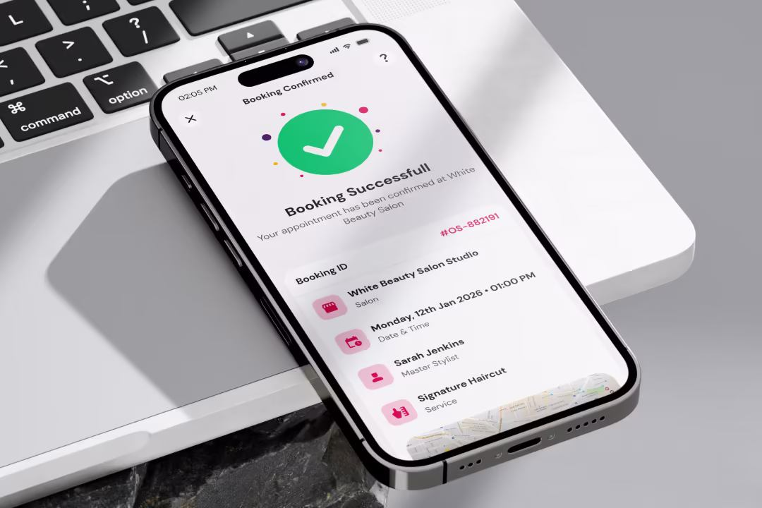 Oneshort Date and Time Slot Selection Screen for Spa and Haircut Booking